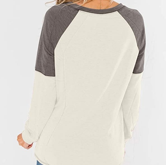 Women's Long Sleeve Color Block Tunic Comfy Stripe Round Neck T Shirt - Picture 4 of 4
